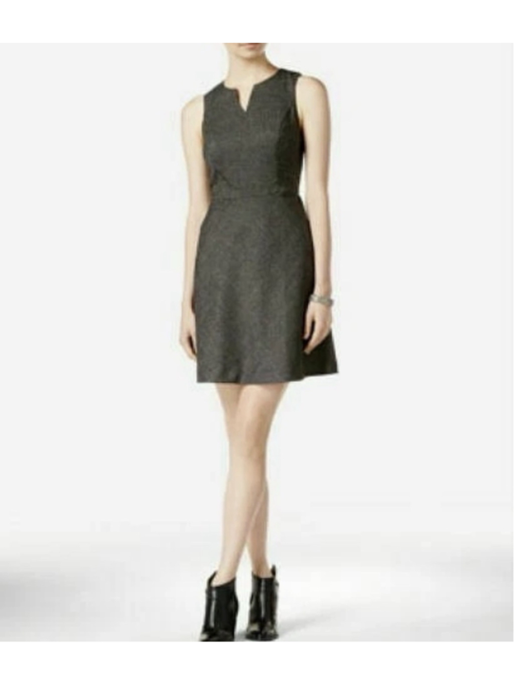 NWT Kensie Grey Plaid Lined Sleeveless Back Zip Dress M Career Office Fall